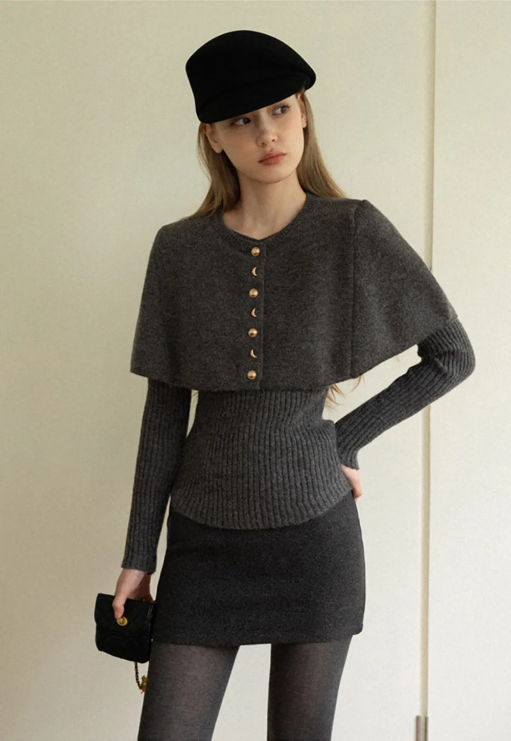 High-Waisted A-Line Wool Skirt