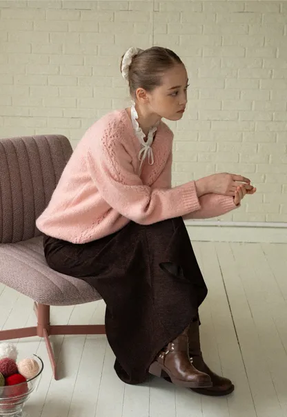 Casual High-Waisted Brown Skirt with Flared Bottom