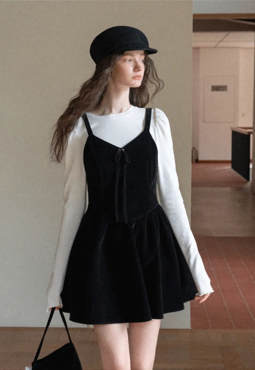 Women White Long Sleeve Top with Puff Sleeves