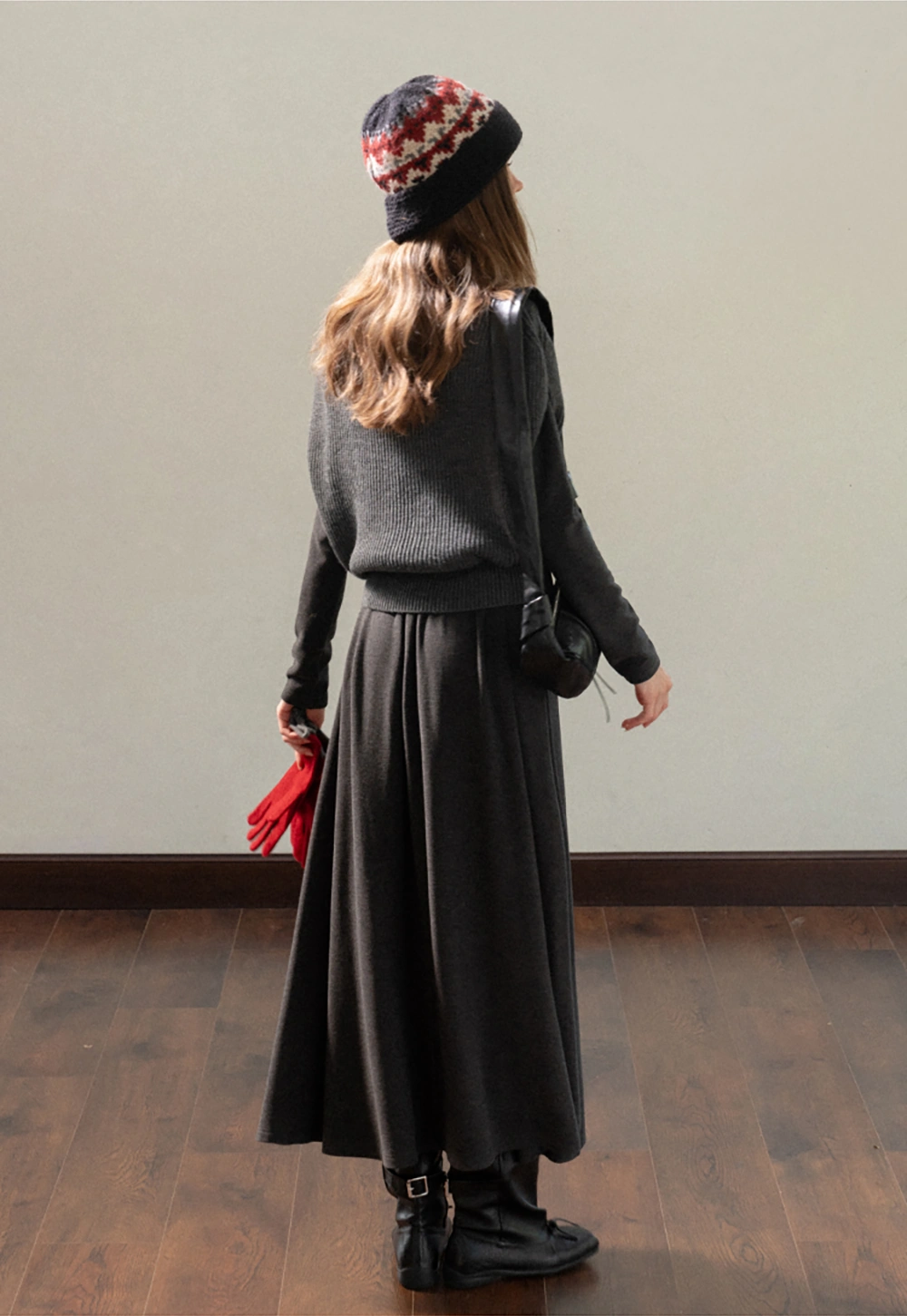 Women Knit Turtleneck Shawl and Long Sleeve Dress