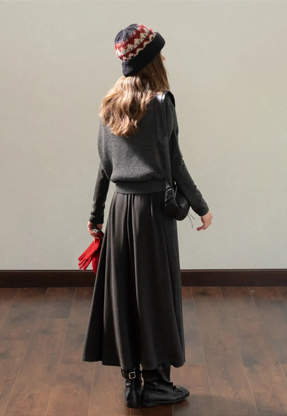 Women Knit Turtleneck Shawl and Long Sleeve Dress