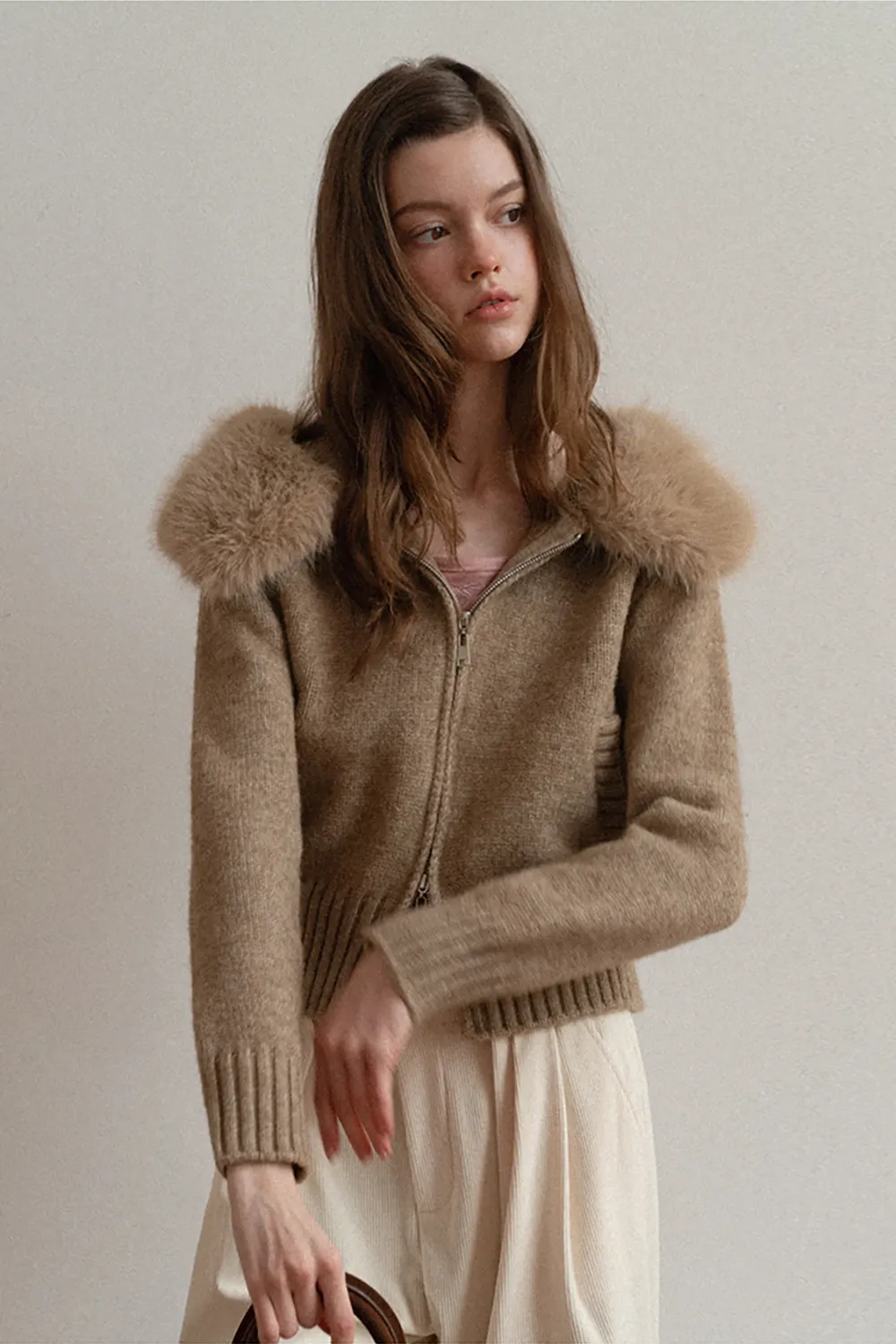 Zip Sweater and Pleated Skirt Combo