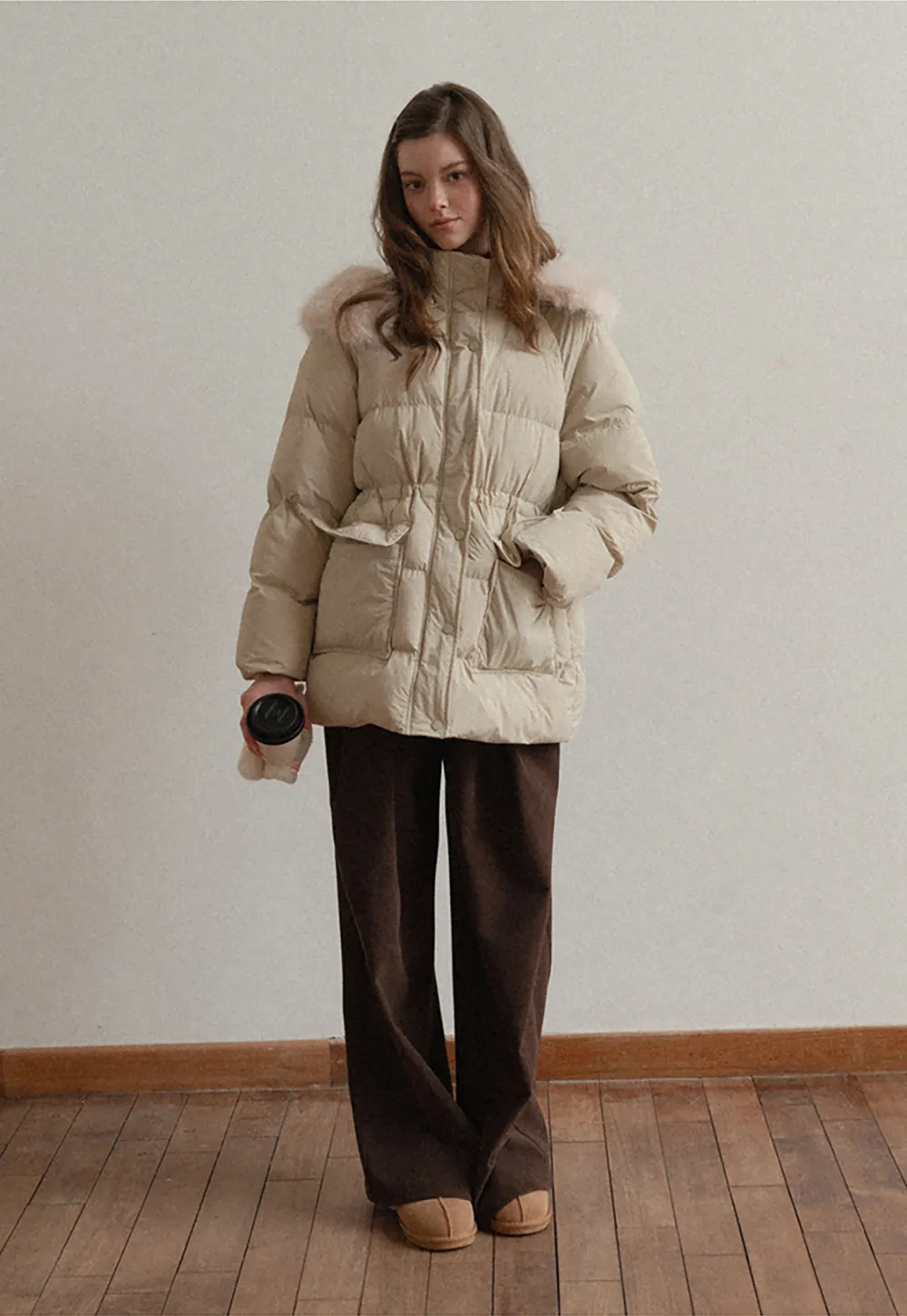 Pleated Wide-Leg Corduroy Pants