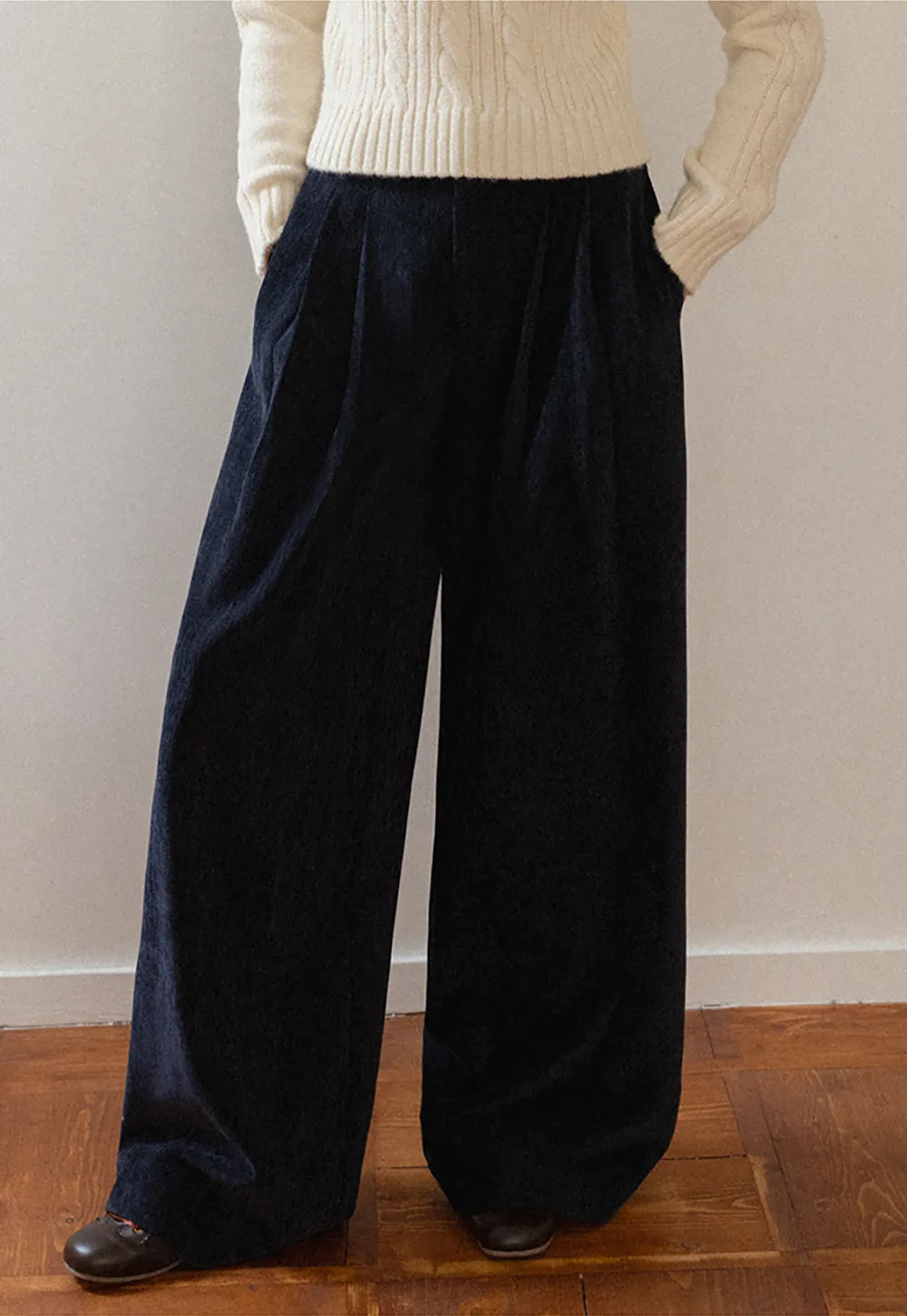 Velvet Wide-Leg Trousers