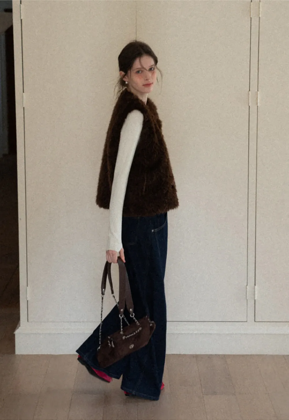 Elegant Faux Fur Vest with Buttons