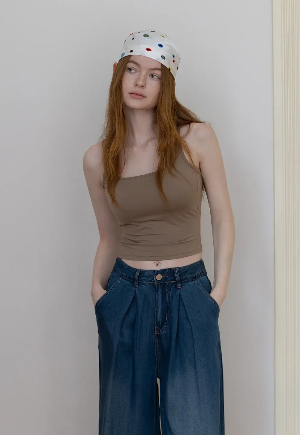 Relaxed Pleated Wide-Leg Denim Trousers
