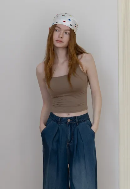 Relaxed Pleated Wide-Leg Denim Trousers