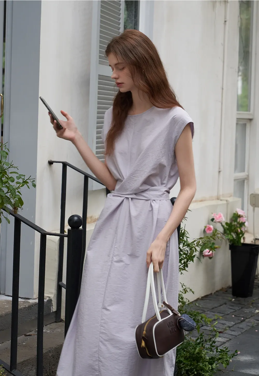 Women’s Twist-Front Sleeveless Midi Dress