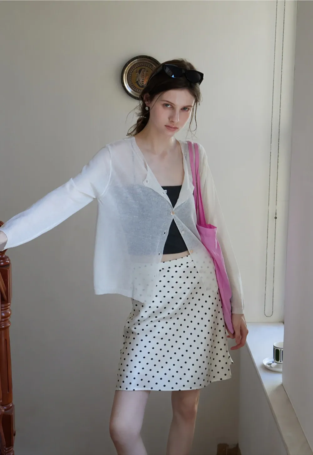 Women’s High Waist Polka Dot A-Line Mini Skirt