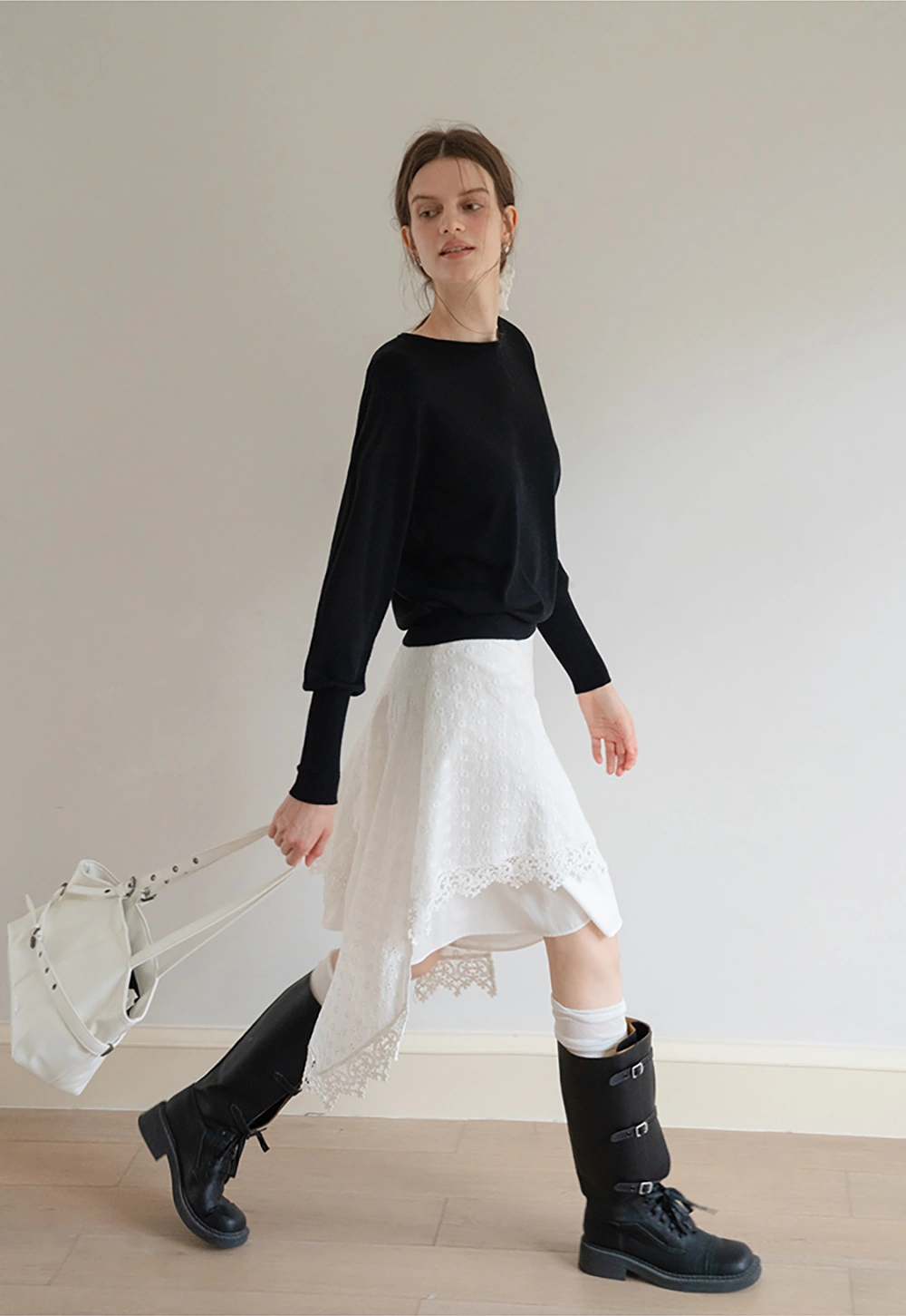 Women's One-Shoulder Long Sleeve Knit Top