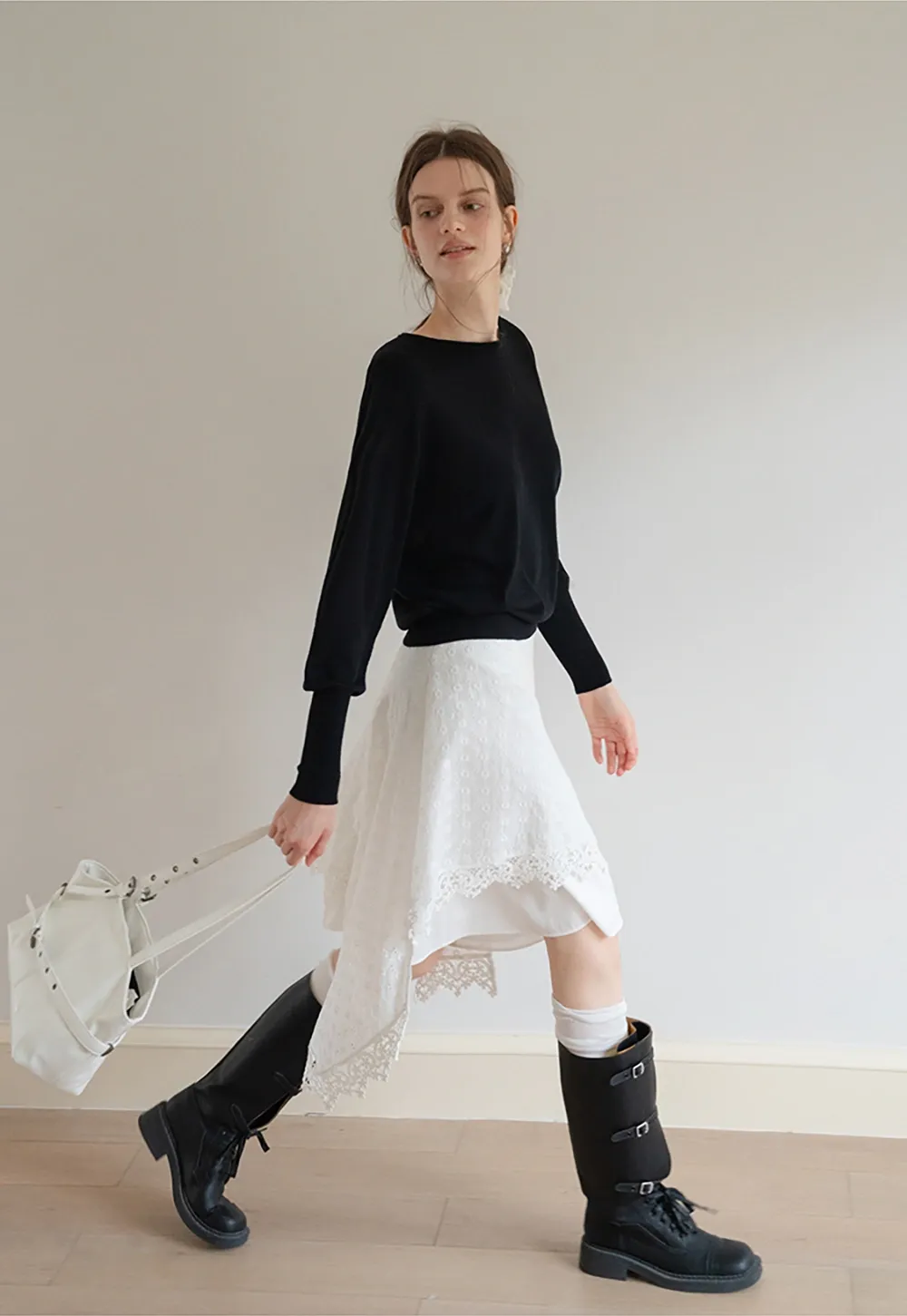 Women's One-Shoulder Long Sleeve Knit Top