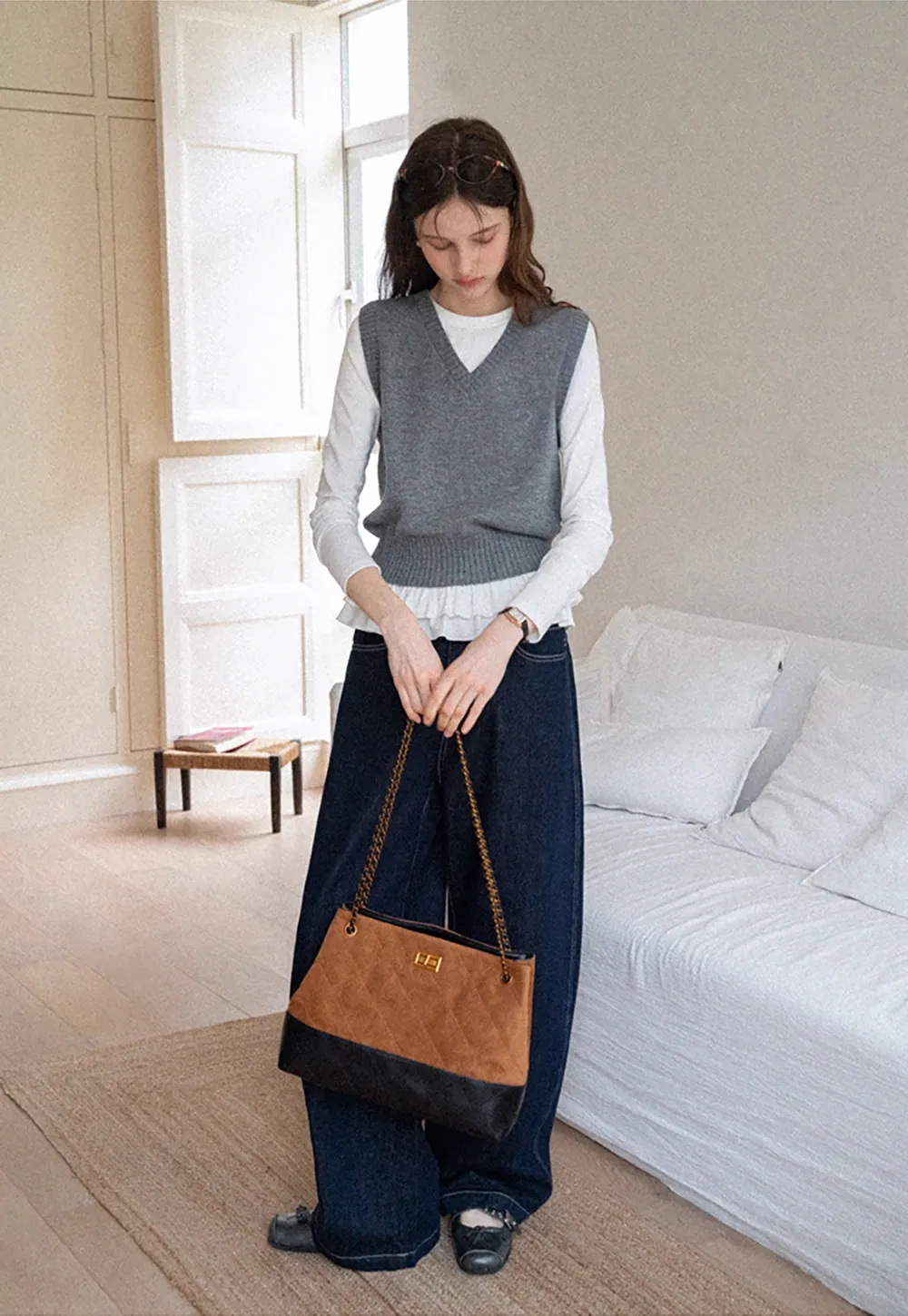 Women's Ruffled Hem Long Sleeve Tee