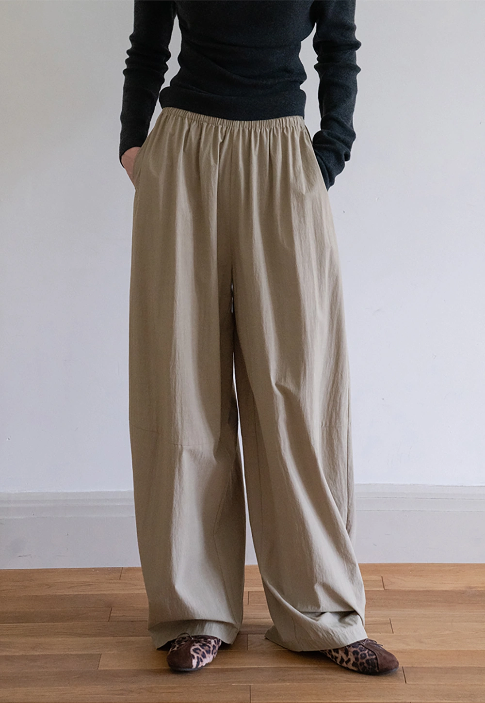 WomensElastic Waist Wide Leg Pants