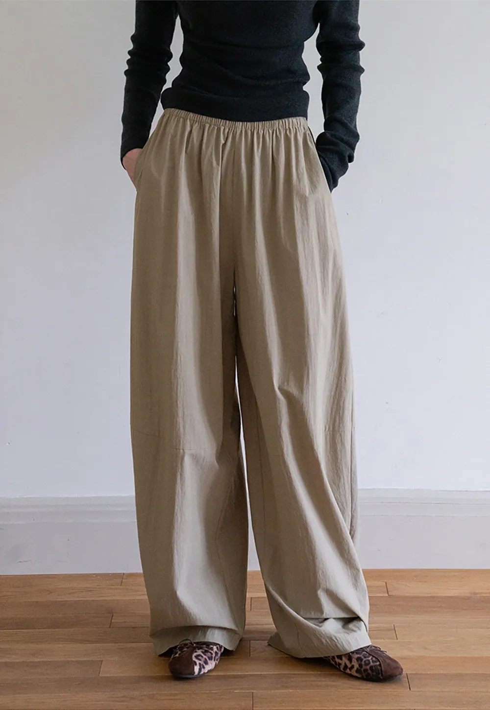 WomensElastic Waist Wide Leg Pants