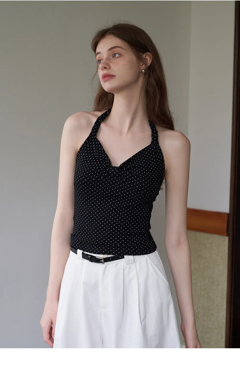 Women’s Polka Dot Halter Crop Top