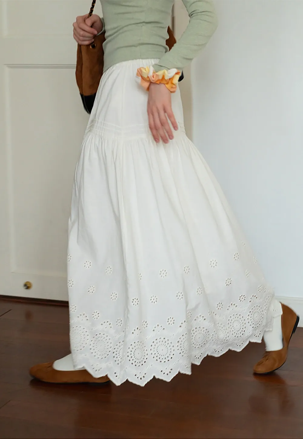 Womens Vintage White Maxi Skirt