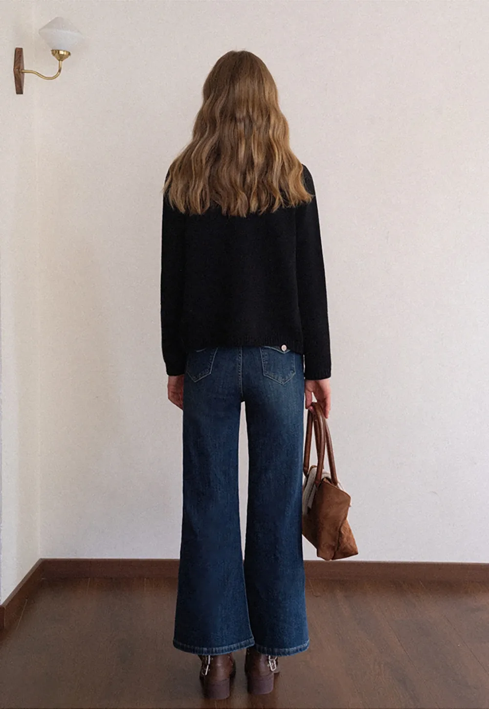 Crew Neck Knit Cardigan with Pockets