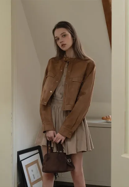 Belted Shirt Dress with Knit Scarf