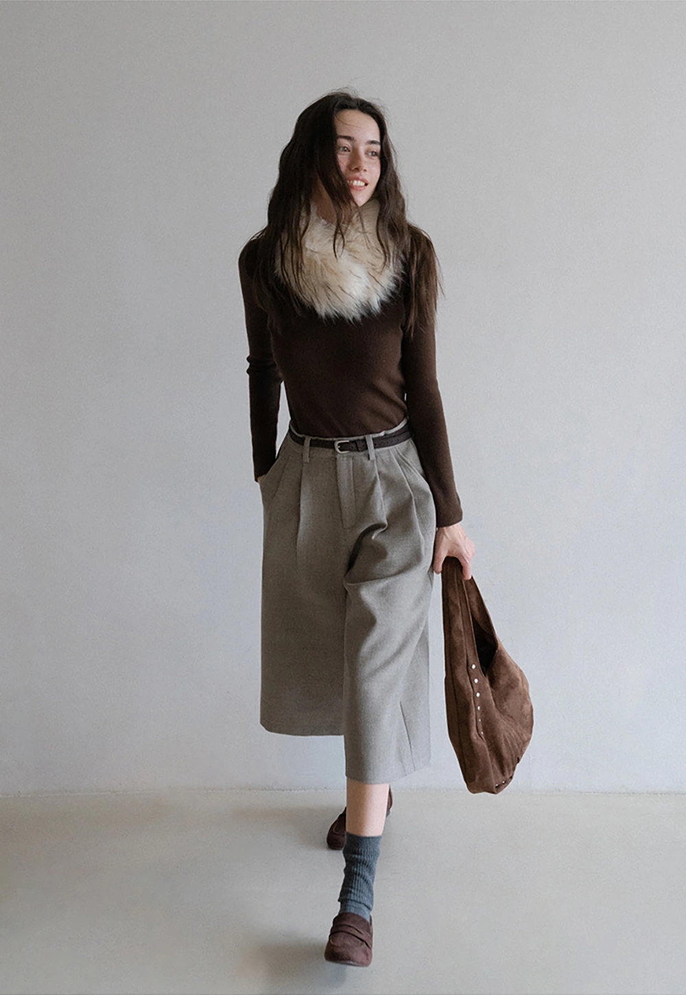 Cozy Maillard Vibes Fur Collar Scarf