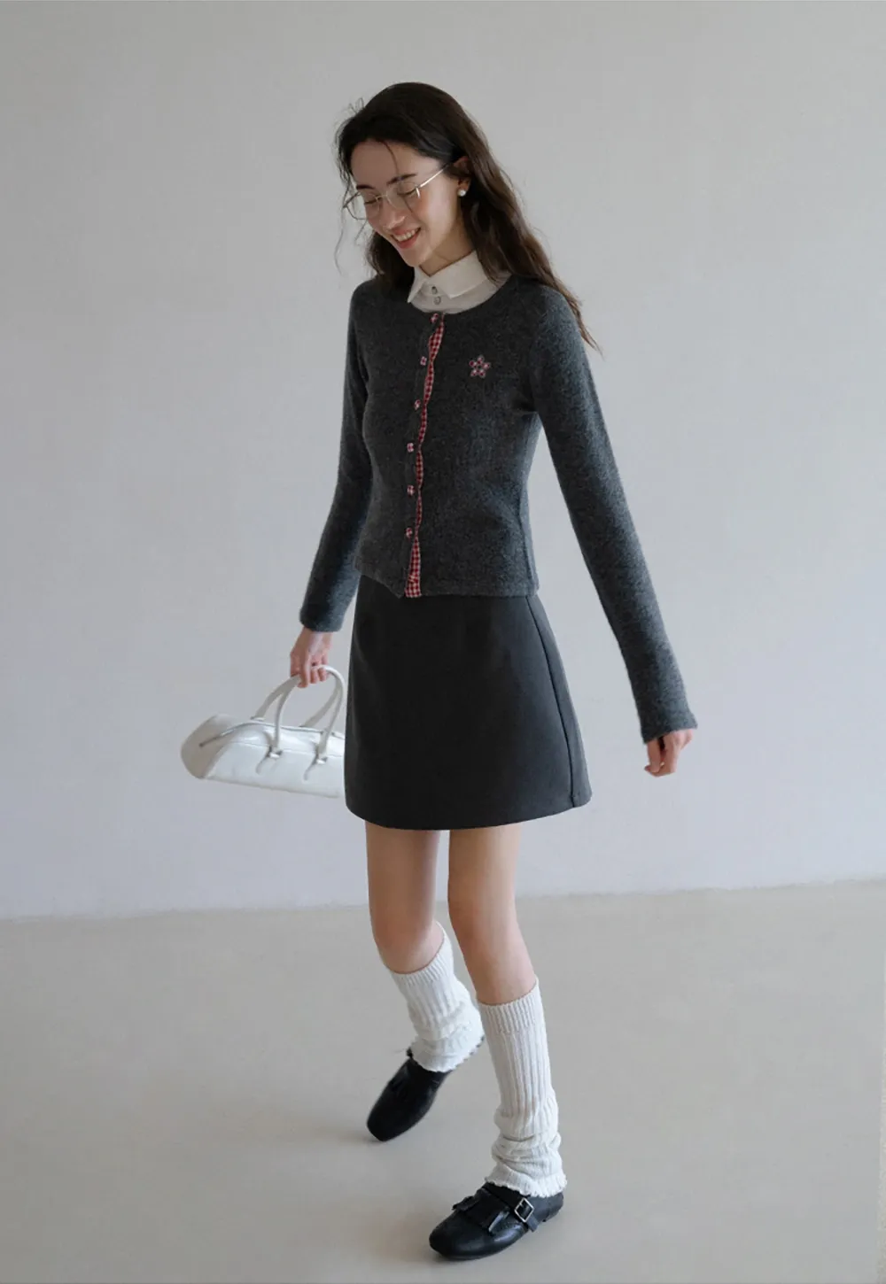 Cozy Knit Button Down Cardigan with Floral Detail