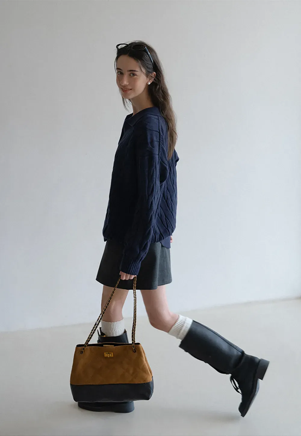 Cable Knit Polo Sweater