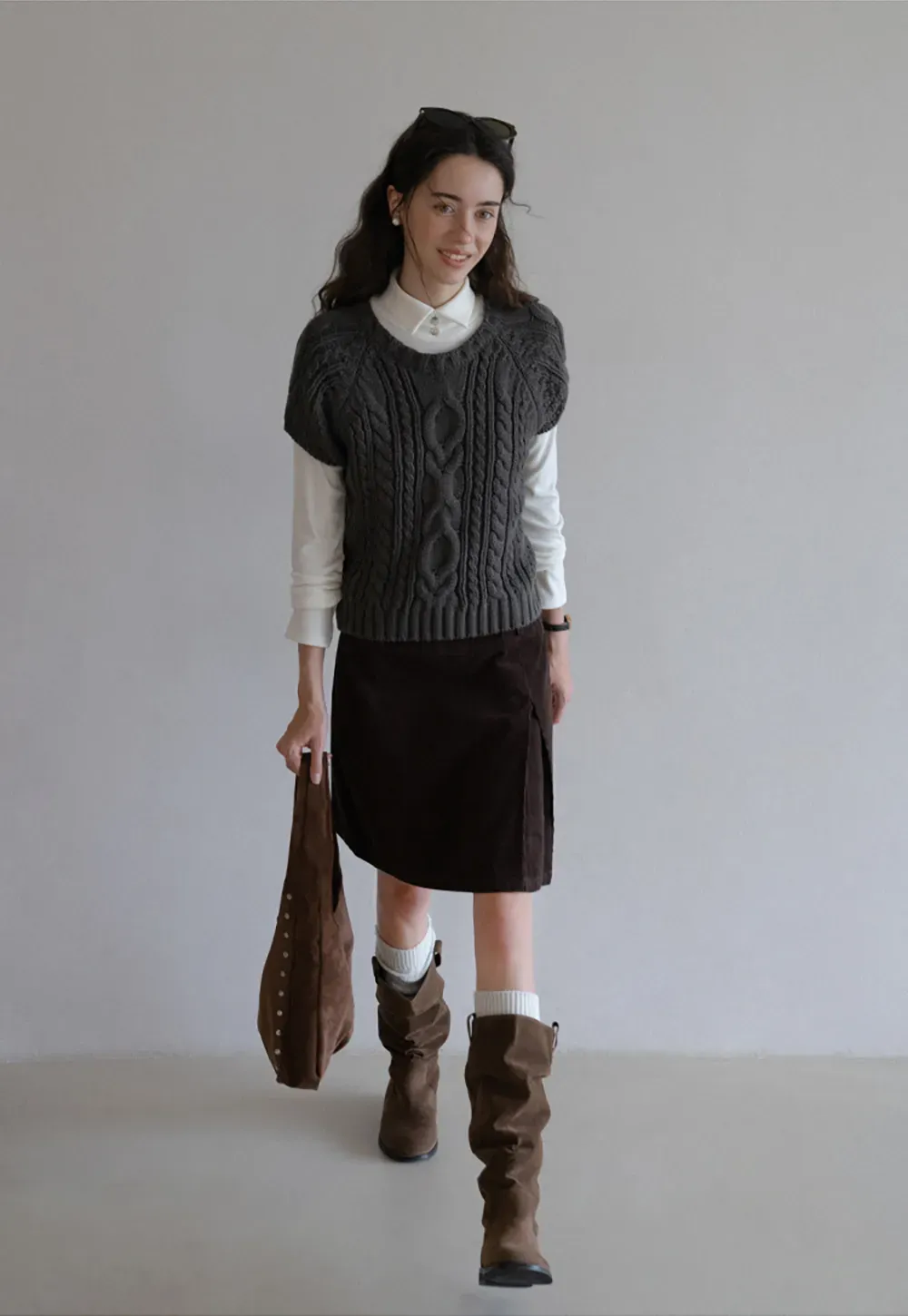 Cable Knit Sleeveless Sweater