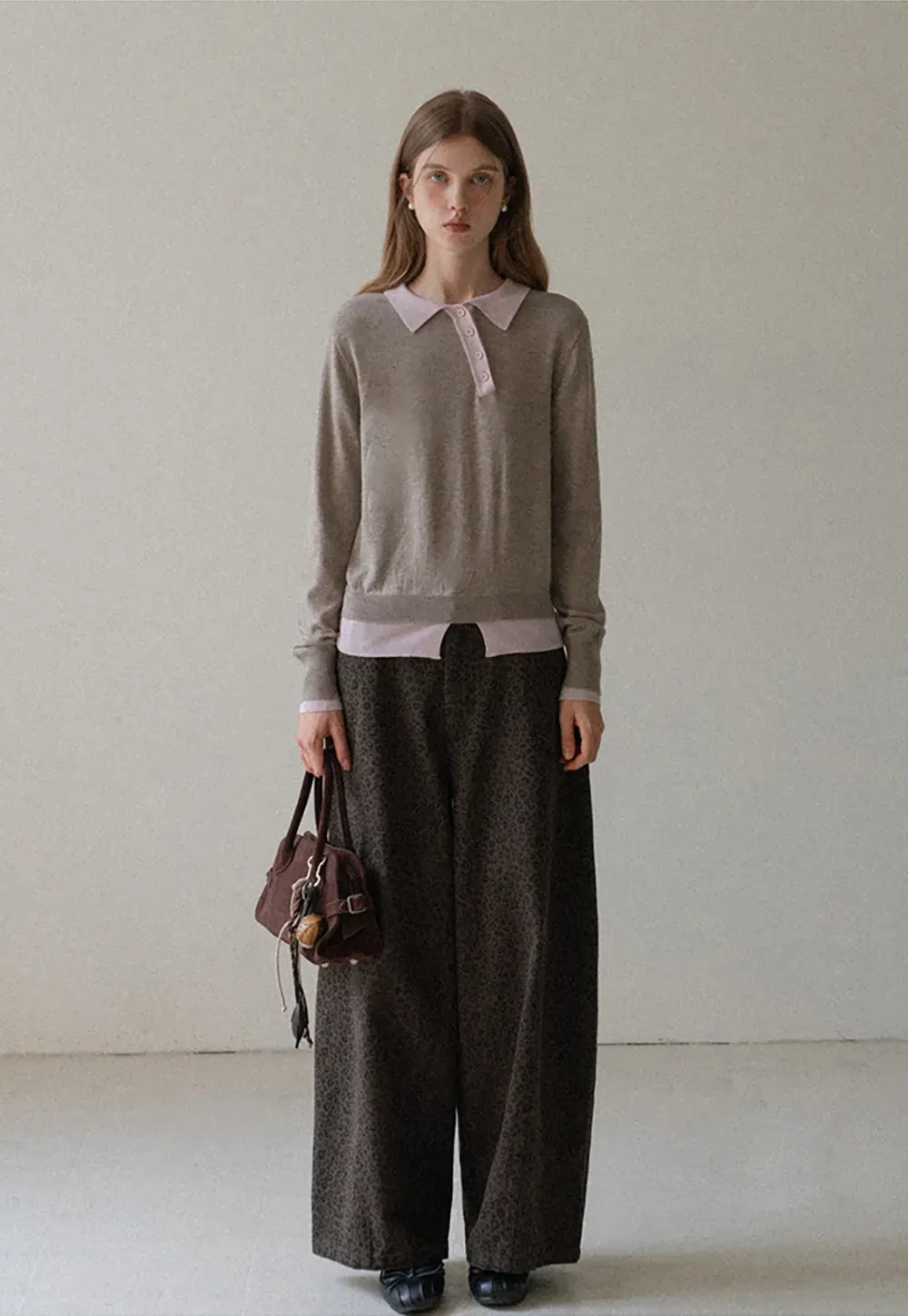 Contrast Collar Knit Top