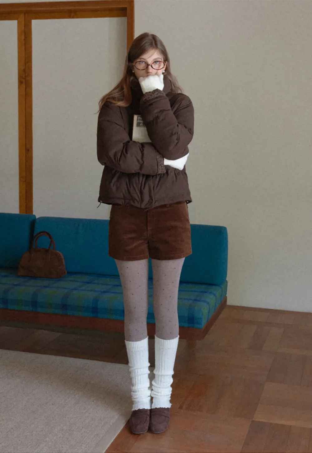 Short Puffer Jacket with High Neck