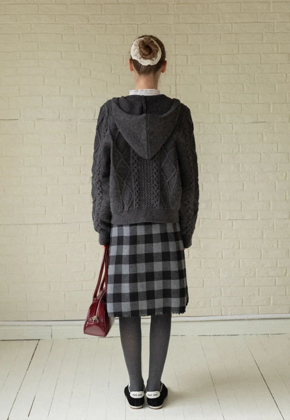 Classic Cable Knit Cardigan with Hood and Button Closure