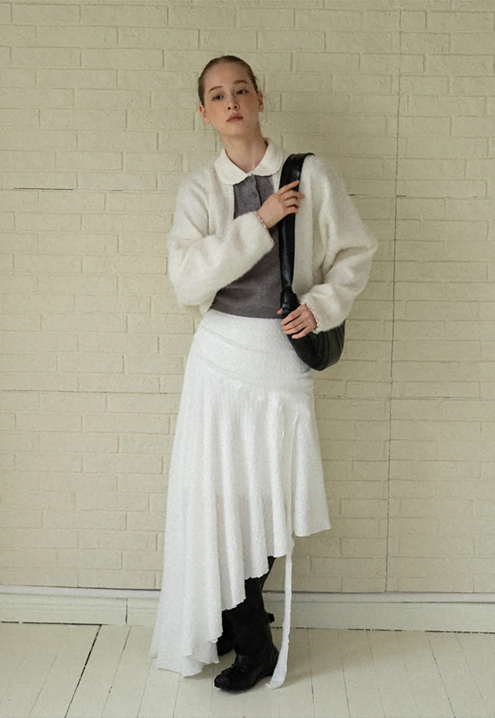 Women Knit Cardigan and Collar Button-Down Top