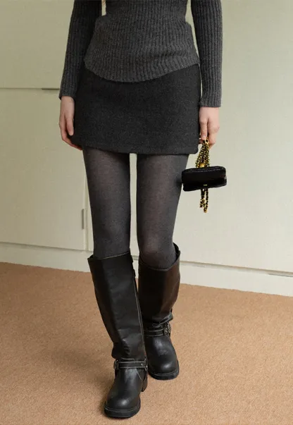 High-Waisted A-Line Wool Skirt