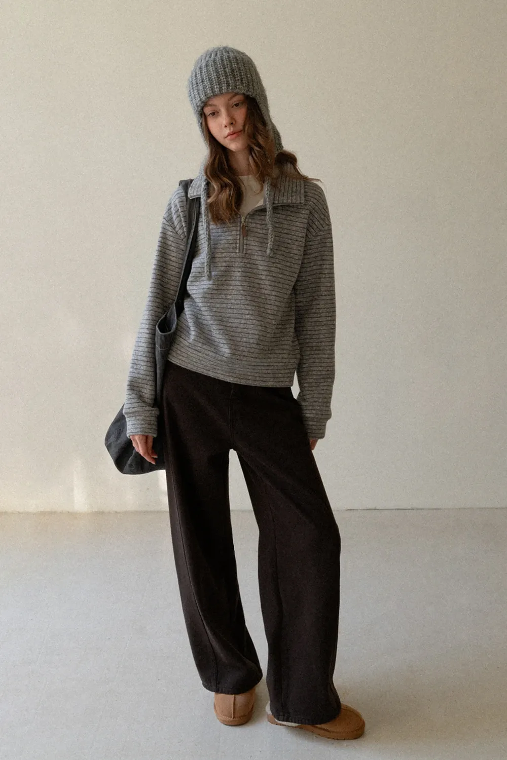 Loose Fleece-Lined Jeans with Tassel Belt