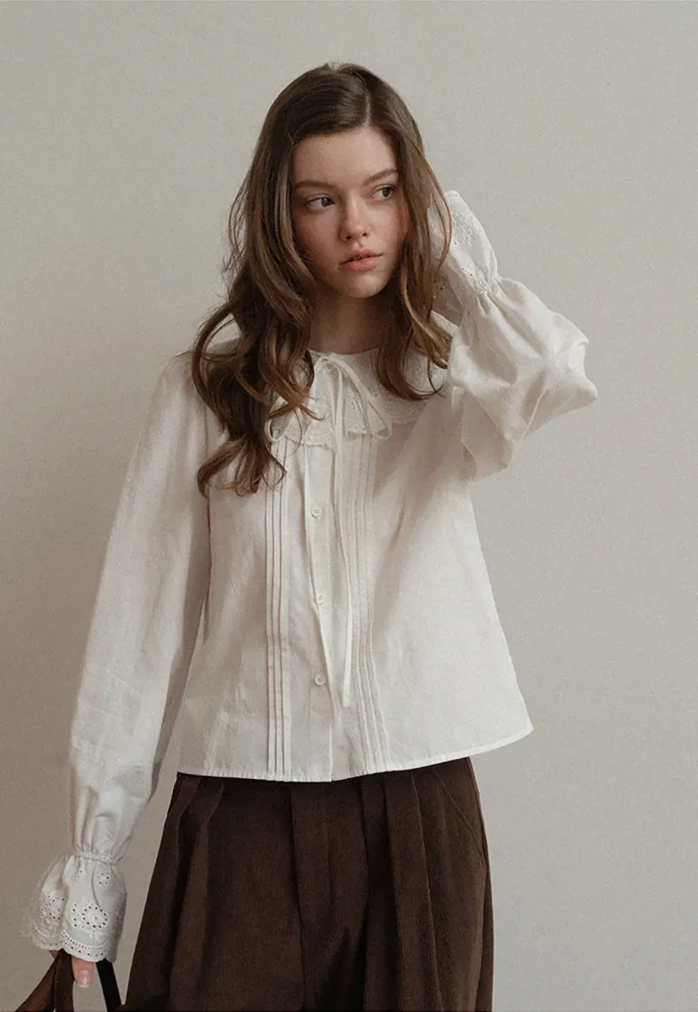 Pleated Wide-Leg Corduroy Pants