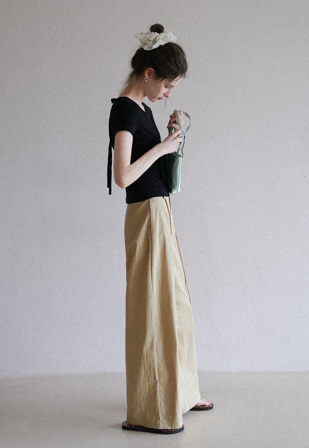 Women's High Waist Wide Leg Pants with Drawstring