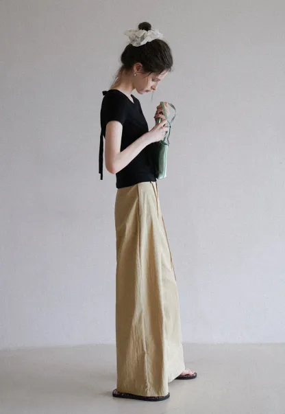 Women's High Waist Wide Leg Pants with Drawstring