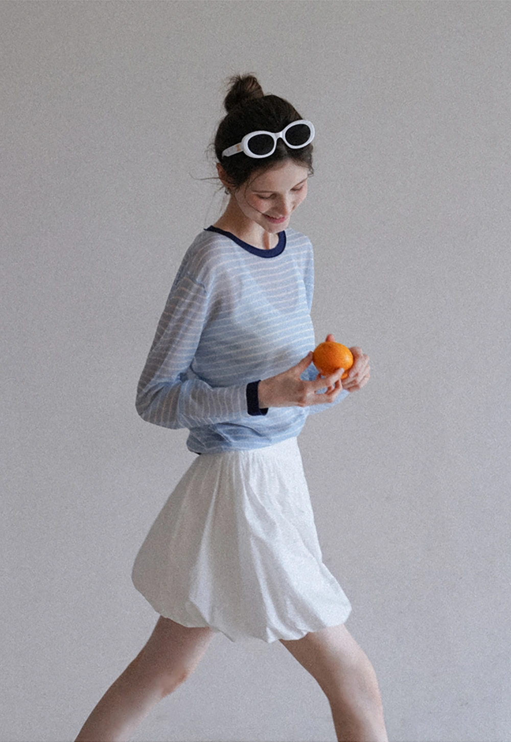 Women’s Striped Sheer Long Sleeve Knit Top
