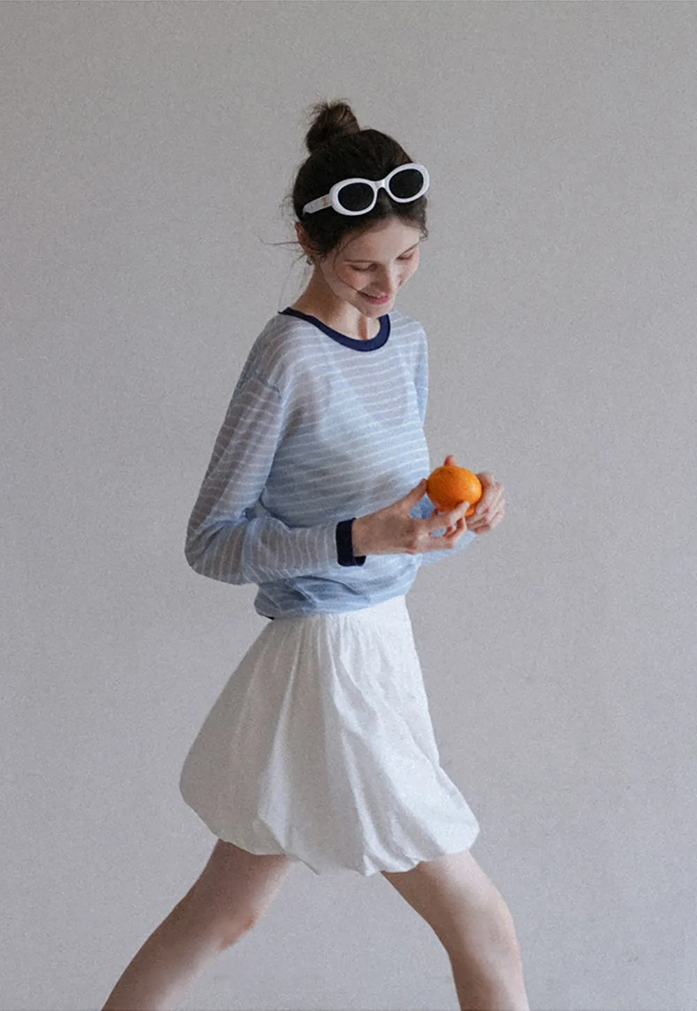 Women’s Striped Sheer Long Sleeve Knit Top