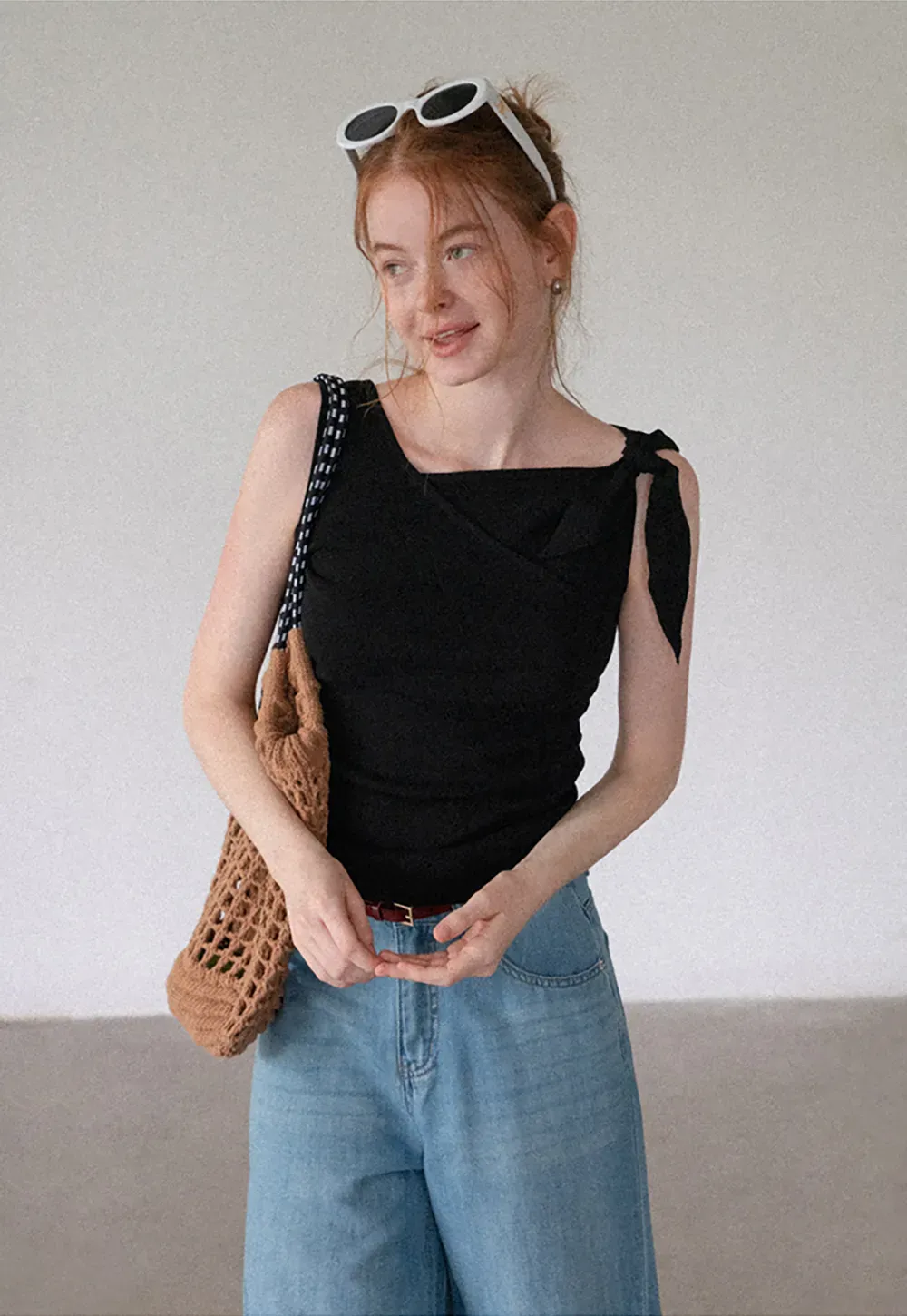 Asymmetrical One-Shoulder Tie Tank