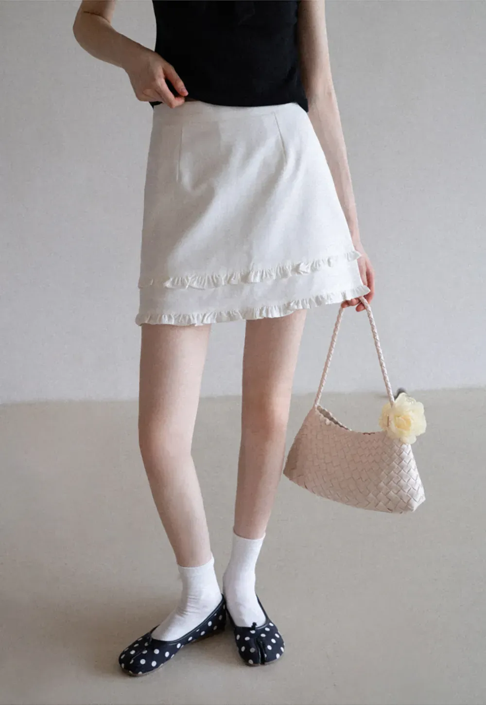 Ruffled Hem A-Line Mini Skirt