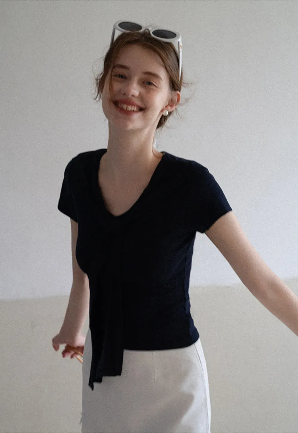 Mock Tie Cape Short Sleeve T-Shirt