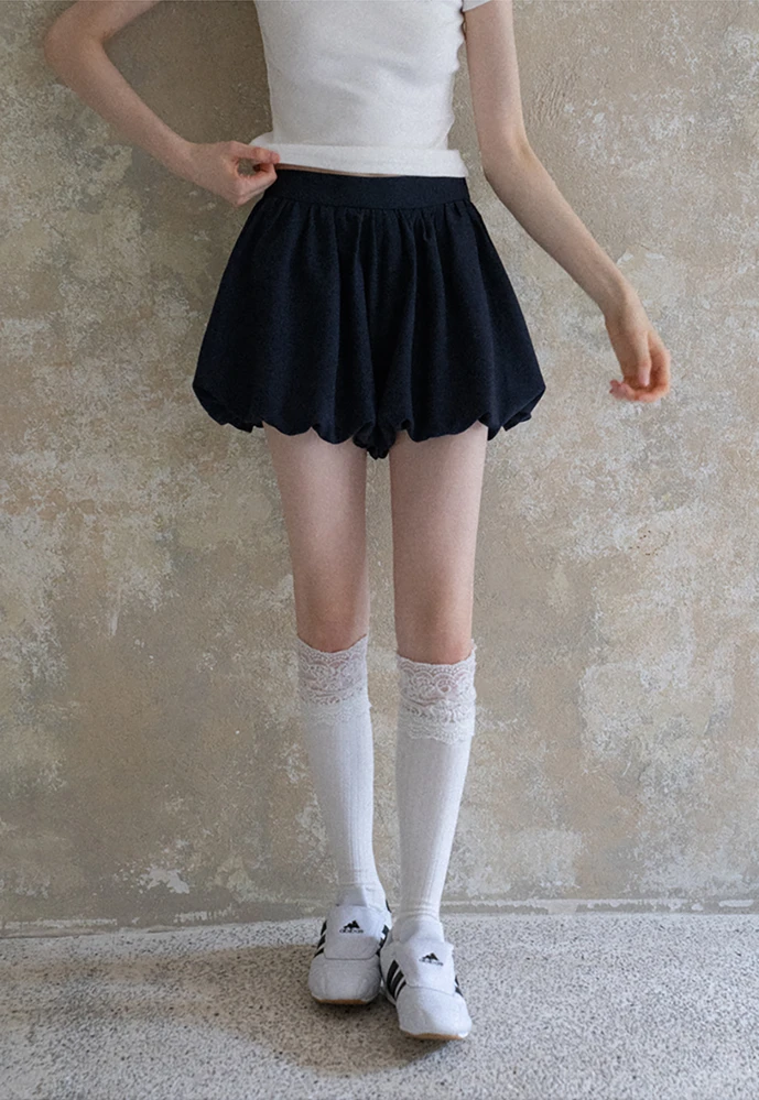 Women Bubble Hem Mini Skirt