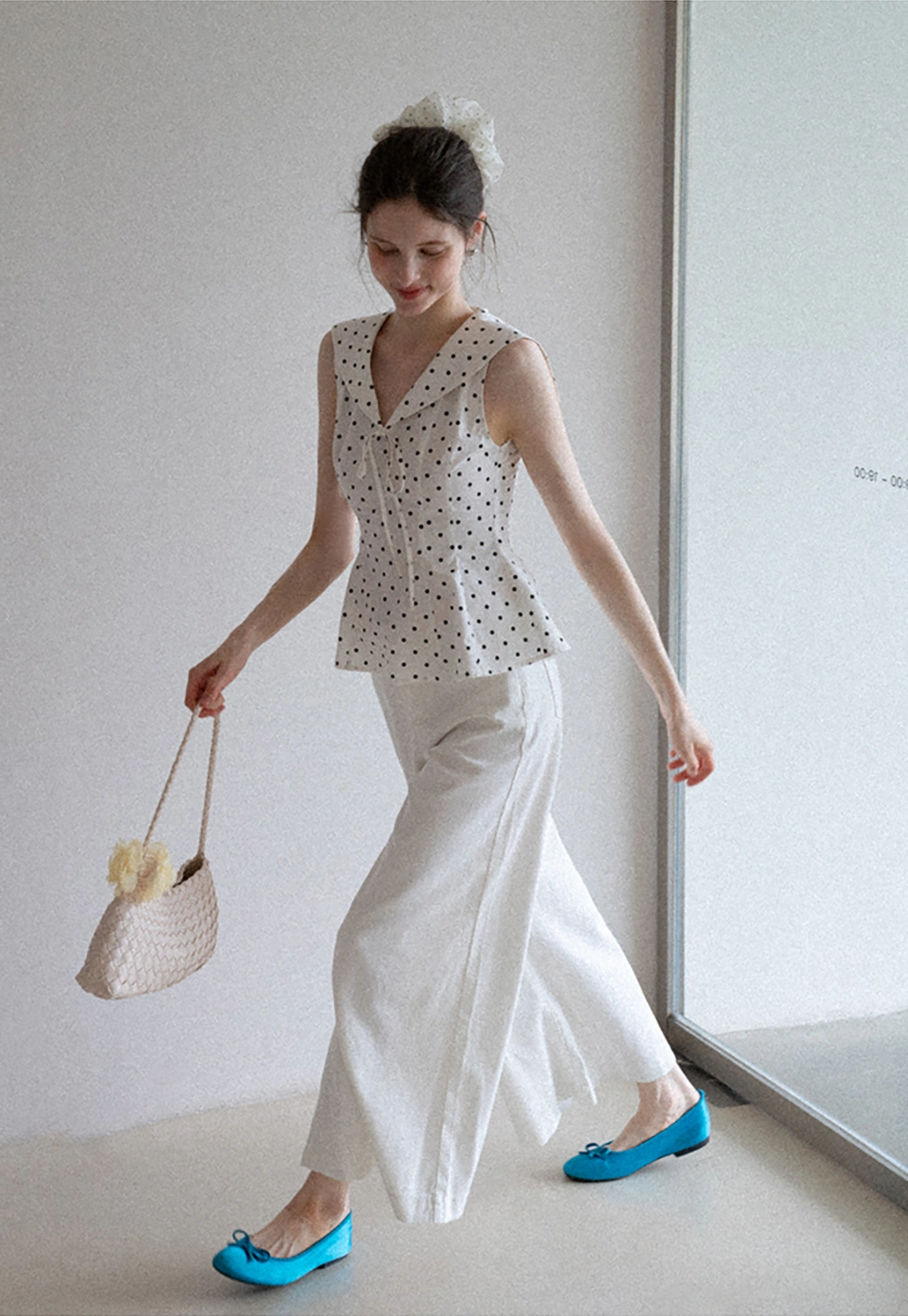 Women's Polka Dot Peplum Blouse