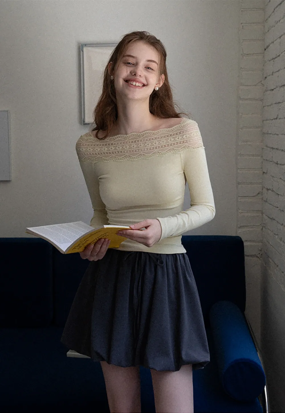 Drawstring Bubble Mini Skirt