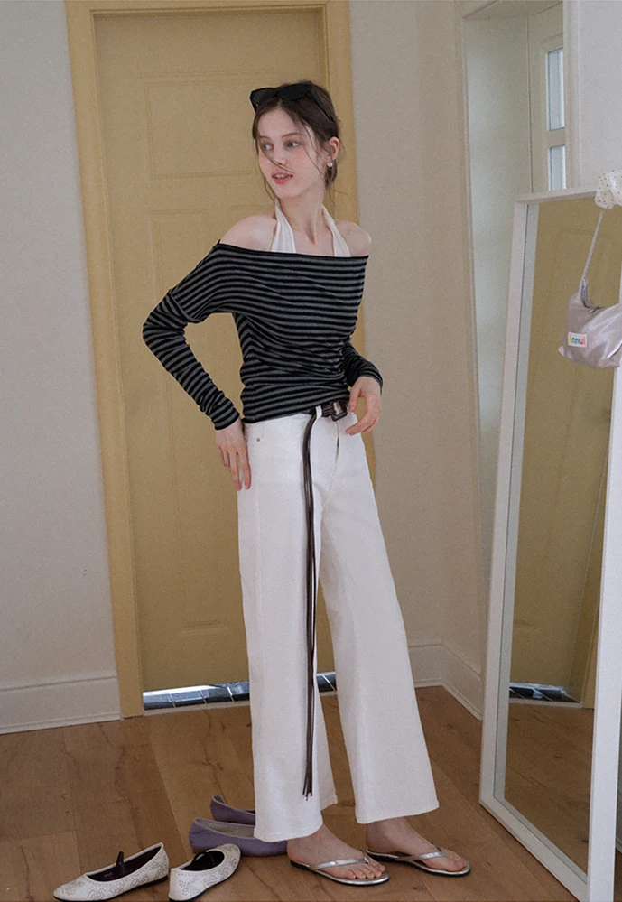Striped Off Shoulder Top & Halter Cami