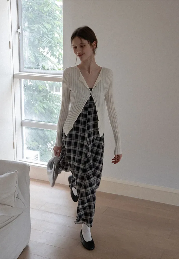 Plaid Handkerchief-Hem Cami Dress