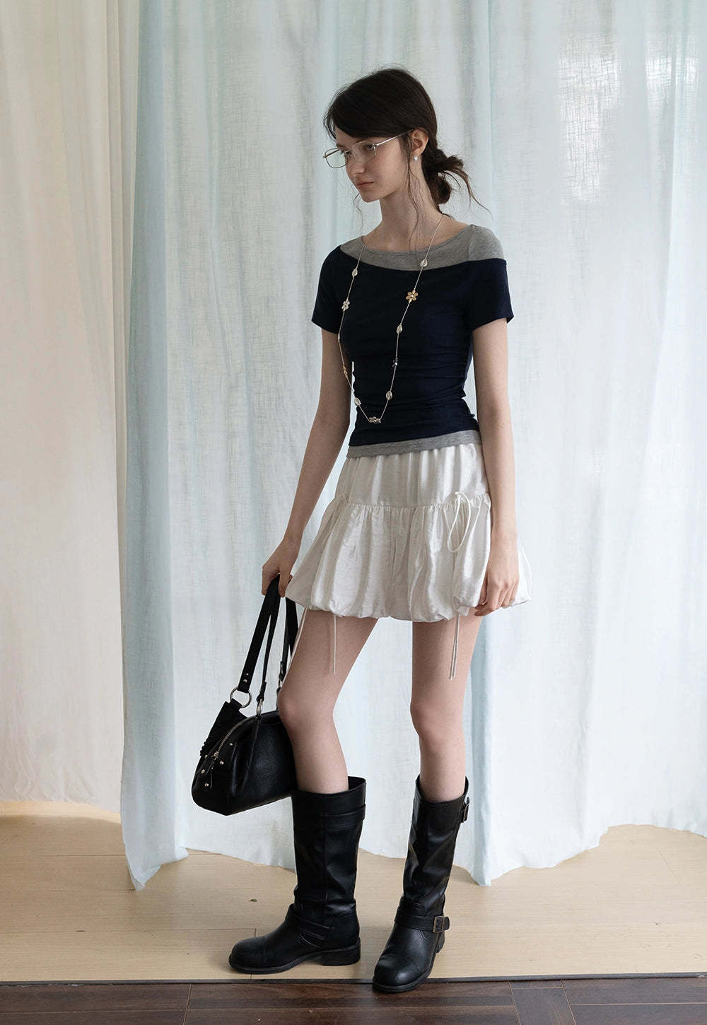 Tiered Bubble Mini Skirt