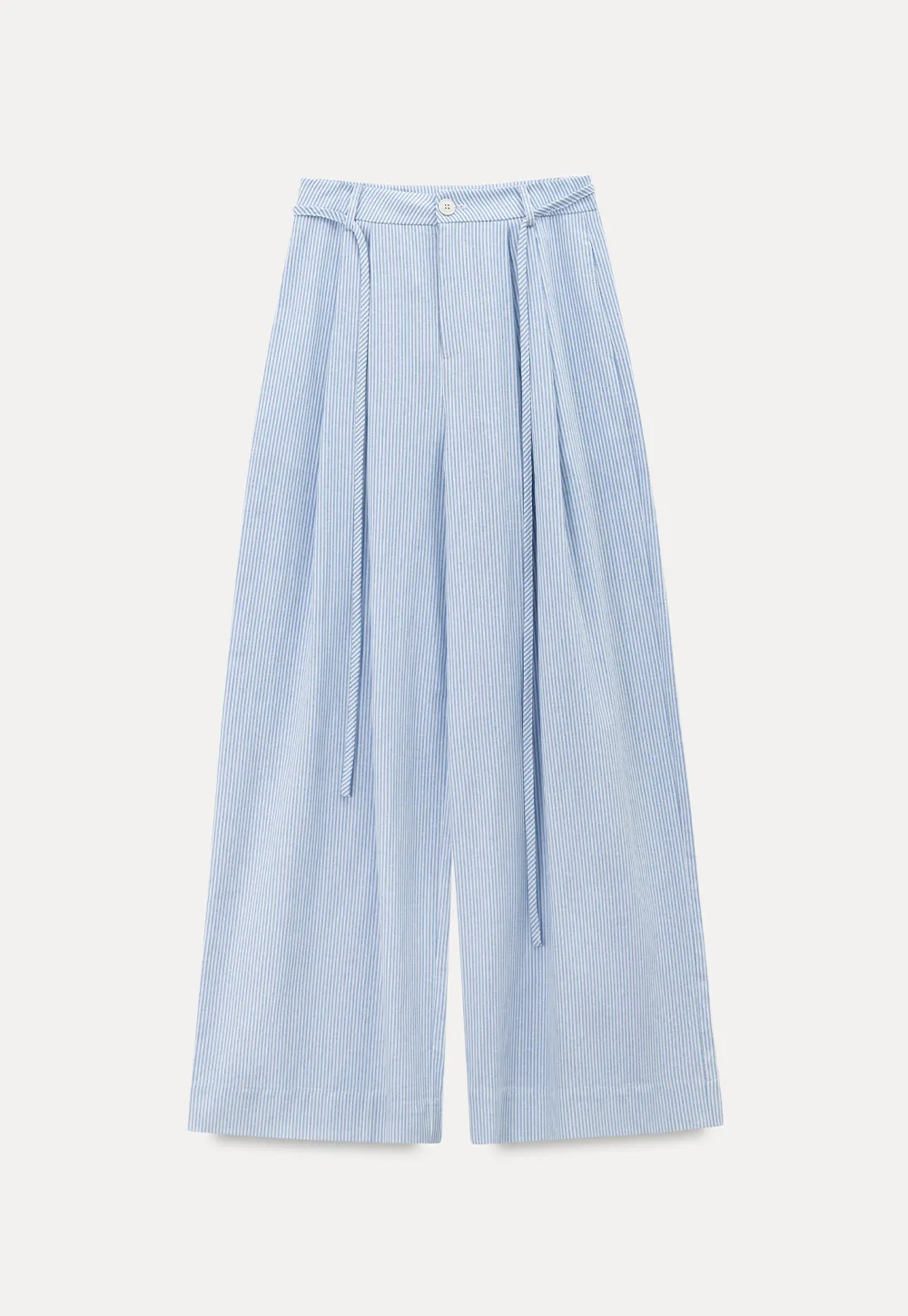 Wide Leg Pleated Casual Pants with Drawstring Waist