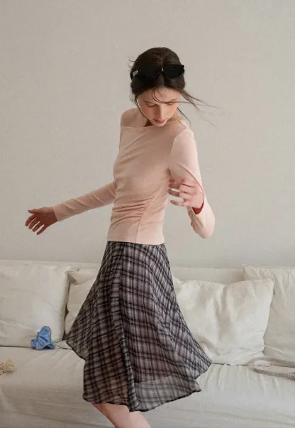 Plaid Pleated Midi Skirt