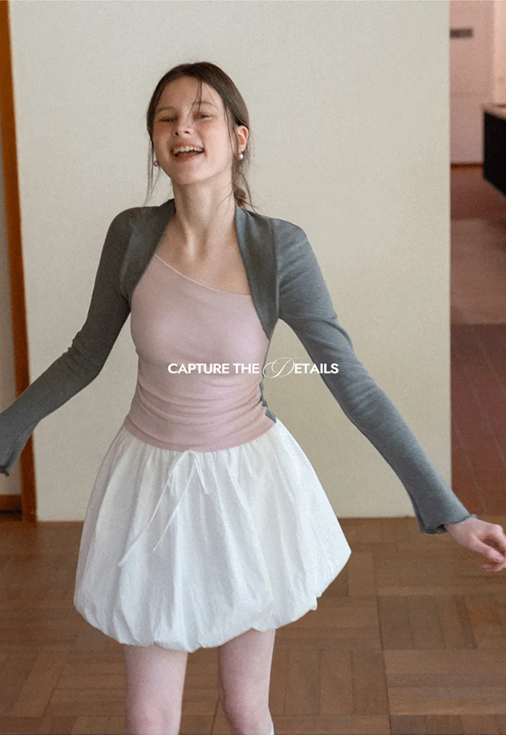 Puffed skirt with drawstring waist