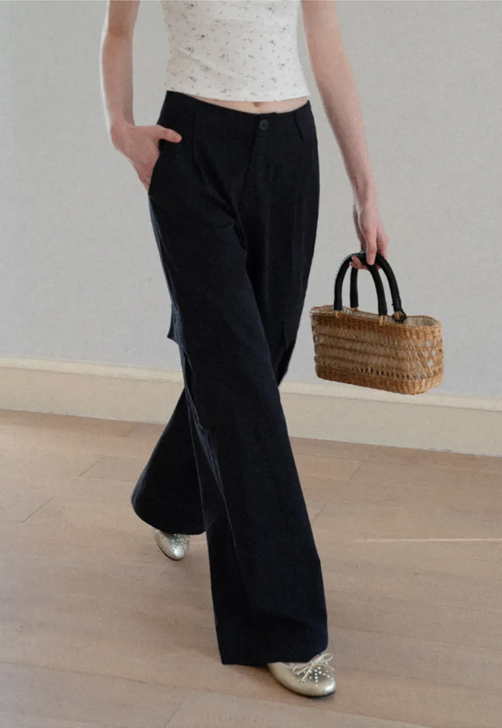 Wide Leg Pleated Casual Pants
